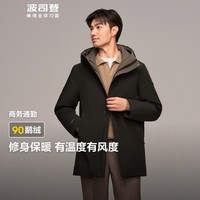 波司登(BOSIDENG)鹅绒短款羽绒服男经典商务连帽休闲通勤加厚保暖外套B40144157 黑色8056 L 170/92A