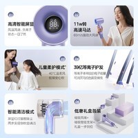 美的（Midea）高速电吹风 39亿等离子护发吹风机 负离子吹风筒FG505紫智能数显屏 国家补贴 教师节礼物推荐