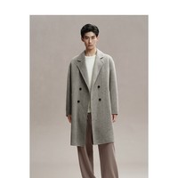 太平鸟男装毛呢大衣冬长款双面呢外套休闲宽松质感 燕麦灰 L