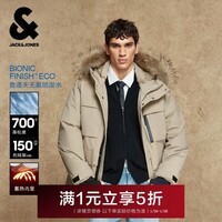 杰克·琼斯(JACK&JONES)男装25年冬季严寒羽绒服男士工装大毛领连帽宽松羽绒外套RDS认证 E11卡其色 第一批 M (175)