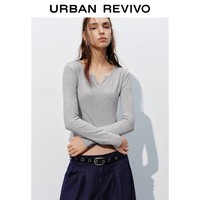 UR2026春季新款女装时尚休闲简约基础修身长袖T恤UYB450010 花灰 M