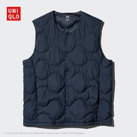 优衣库男装女装高级轻型羽绒便携式背心弧形压线马甲472800 69 藏青色 XL