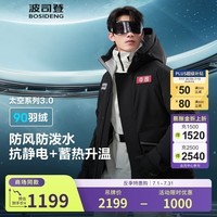 波司登(BOSIDENG)太空系列羽绒服男女情侣款短款抗静电工装外套 神秘黑8A19 S 160/84A
