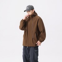 真维斯户外运动冲锋衣新款青少年防风防水情侣潮流外套 咖啡 XL