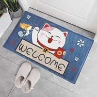 季象入户门地垫家用进门防滑垫子玄关门口脚垫免洗轻奢简约门垫可定制 Wellcome招财猫 40x60 cm