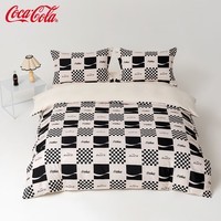 可口可乐四件套亲肤磨毛床上用品单双人宿舍床单被套套件 黑白畅想 1.2m床三件套 床单款 被套150*200cm