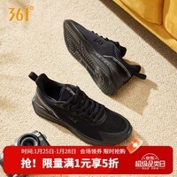 361°运动鞋男冬季户外轻便厚底休闲跑步黑色通勤鞋子男672116701F-7