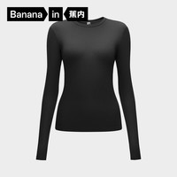 蕉内热皮5系女士保暖内衣轻暖内衣内搭可外穿打底衣秋冬肌底衣 【圆领】黑色 M