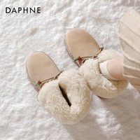 达芙妮厚底雪地靴女鞋2025新款冬季爆款加绒保暖百搭防滑两穿棉鞋 杏色 37
