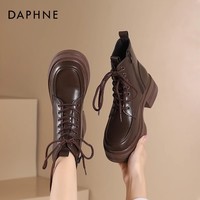 达芙妮官方马丁靴女2025新款秋季美拉德风短靴复古英伦风单靴女QJ1 棕色 【深秋棕】5CM 36