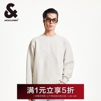 杰克·琼斯（JACK&JONES）冬季罗纹圆领潮衣身肌理感胸前立体字母宽松卫衣男装225433075 G01石灰花灰 M （175）