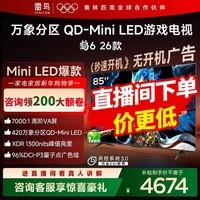 FFALCON雷鸟电视鹤6 26款 85英寸万象分区QD-MiniLED 1300nits高阶VA安桥音响288Hz85英寸平板电视85R69A 85英寸 国家补贴 鹤6 26款