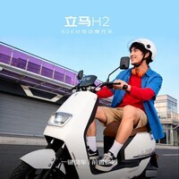 立马（LIMA）电动摩托车H2 60公里续航超威60V20Ah铅酸电池电瓶车校园家用出行通勤必备电动车淡雾灰白