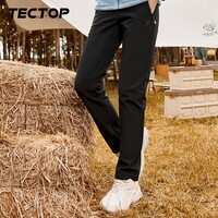 探拓（TECTOP）冲锋裤女加绒保暖防风软壳裤登山徒步裤  女款黑色 XL
