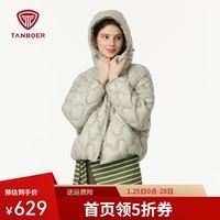 坦博尔2025冬季新款羽绒服女短款休闲时尚百搭情侣保暖外套TB5330268D 云泥绿 XS (155)