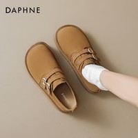 达芙妮厚底勃肯鞋女2025新款秋冬季真皮全包博肯拖鞋小个子百搭单鞋 栗色 35