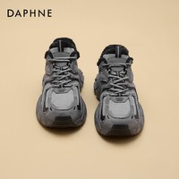 DAPHNE达芙妮复古老爹鞋女2025新款冬季百搭运动雪地靴厚底增高加绒保暖棉鞋 深灰色 【厚底加绒】 38