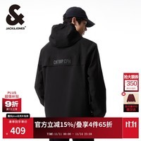 杰克·琼斯(JACK&JONES)男装潮流秋季外套男士连帽防风上衣户外休闲夹克短款百搭外套男 E41黑色 L (180)