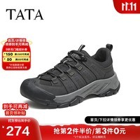 他她(TATA)男鞋2025年秋季舒适百搭休闲鞋新款厚底运动鞋QGG02CM5 黑色 41