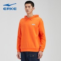 鸿星尔克(ERKE)卫衣男秋冬新款加厚保暖圆领简约运动风女跑步套头连帽外套 罂粟黄 9089 L