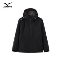 美津浓户外风衣男外套防风连帽情侣上衣 黑色【春秋款】 M 