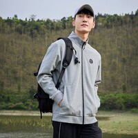 拓路者立领夹克男薄款简约百搭春秋季商务休闲外套中年纯色男士干部男装 浅麻灰 2XL