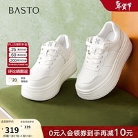 百思图2026春季新款商场同款板鞋户外加绒保暖女休闲鞋WW782AM6 米白色单里 40