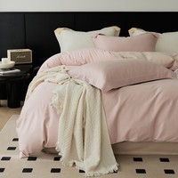 AIDLI 床上四件套60支全棉贡缎新疆长绒棉100%纯棉被套床单酒店套件 茱萸粉（磨毛款） 1.5/1.8m床 床单款 （被套200*230cm）