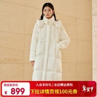 艾莱依【陈都灵同款】泡芙羽绒服2025新款中长款可脱卸连帽双层新年衣服 白鹭色 M 【建议130-145斤】160