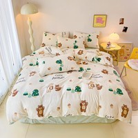 多兰诗（Duolanshi）牛奶绒四件套 秋冬加厚保暖卡通风床上用品加绒被套床单套件 森林之旅 1.5米 床单款 -被套200*230 四件套