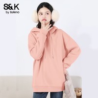 班尼路（Baleno）S&K系列加绒卫衣女秋冬加厚羊羔绒连帽保暖重磅摇粒绒上衣 烟粉#纯色 【重磅摇粒绒】 M