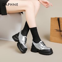 达芙妮厚底乐福鞋女2025春季增高显瘦银色皮鞋女英伦风学生时尚女鞋QJ1 银色 6cm厚底 40