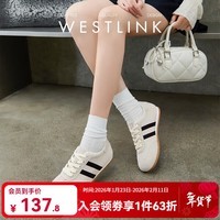 西遇德训鞋女2025新款春季复古百搭休闲鞋舒适轻便软底运动鞋 米白色 预售2.11 37 (235)