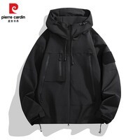 皮尔卡丹冲锋衣男女2025春季户外运动外套保暖防寒登山服款装 黑色 XL