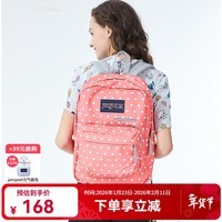 JANSPORT杰斯伯双肩包女男时尚休闲双肩包/裁切不一样花纹会不一致 T50F0NR粉底白点-电脑隔层