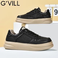 贵之步秋冬季男鞋新款软底防滑厚底运动鞋男款增高缓震舒适休闲鞋 黑色 (G701) 42 （运动鞋码）