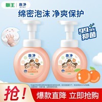 狮王（Lion）趣净泡沫洗手液99.9%抑菌保湿儿童成人通用  沁心西柚香250ml*2瓶至26年5月到期