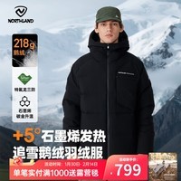 诺诗兰（NORTHLAND）秋冬户外男女羽绒服防寒保暖可升温三防高蓬鹅绒羽绒外套面包服 纯黑色 M (165) 90-100斤 卡码拍小
