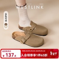 西遇勃肯鞋半拖女2025新款春秋季休闲一脚蹬软木博肯鞋 卡 预售2.13 37