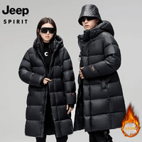 JEEP SPIRIT吉普 白鸭绒外套男女同款中长款上衣保暖御寒防风黑金外套 黑金长款 XL