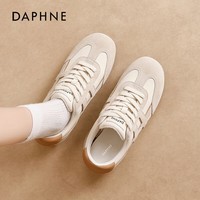 达芙妮平底鞋女鞋2025新款秋冬季学生运动休闲鞋百搭德训鞋 米色 37