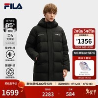 FILA 斐乐官方男士长款羽绒服冬季新款RGB多彩羽绒保暖外套 正黑色-BK M 170/92A/M