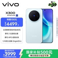 vivo X300 12GB+256GB 自在蓝 蔡司2亿超级主摄 蔡司APO超级长焦 5年持久流畅OriginOS 6 拍照 AI手机