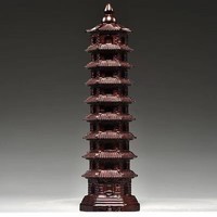 LISM木雕刻9层文昌塔摆件木制文昌塔九层家居客厅玄关装饰工艺品 檀色木雕文昌塔 10cm