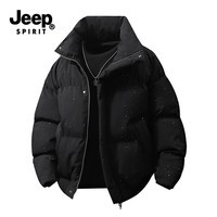 JEEP SPIRIT吉普满天星棉服男士冬季美式潮牌外套加厚保暖羽绒棉衣 黑色 XL