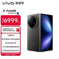 vivo X Fold5 12GB+256GB 钛度 217g超轻薄 等效6000mAh蓝海电池 超可靠三防折叠屏 AI 折叠屏 手机