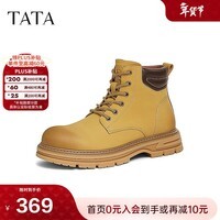 他她（TATA）复古英伦马丁靴男靴加绒大黄靴工装短靴秋冬QFQ01DD4 黄/啡（单里） 41