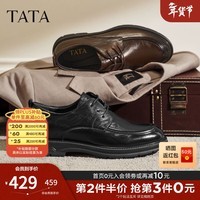 他她(TATA)男鞋2026春季商场同款纯色舒适百搭黑色皮鞋新款OFX01AM6 黑色 41