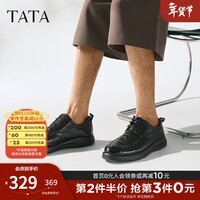 他她(TATA)商务休闲男士皮鞋英伦风男鞋软底爸爸鞋2024春新MEZ02AM4 黑色 43
