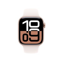 Apple/苹果 Watch Series 10 智能手表GPS款42毫米玫瑰金色铝金属表壳淡桃粉色运动型表带M/L MX1V3CH/B